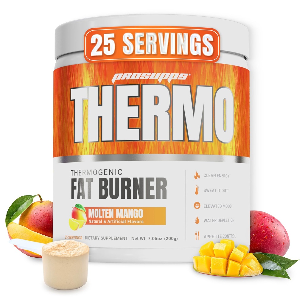 PROSUPPS Thermogenic Fat Burner Powder, Molten Mango - Perdita di peso & Metabolismo Booster Pre Supplemento di allenamento per le donne & uomini - Supporta il controllo dell'appetito & Boosts Energy - Gluten-Free - 25 Serve