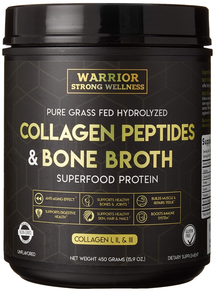 Peptidi di collagene Premium Polvere di brodo: Grass Fed idrolizzato collagene Boost per pelle sana, unghie, capelli, articolazioni, muscoli, ossa, digestione, Keto Friendly, non aromaed