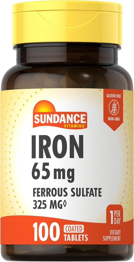 Supplemento Ferro da stiro Ferroso Solfato 325mg | 100 compresse | Vegetariano, Non OGM e senza glutine