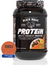 In tutto il mondo Nutrition Bundle: Black Magic Multi-Source Casein Protein Powder-Whey, Egg Albumin Enzymes, Micellar Casein & MCT-Muscle Mass Gaining Bodybuilding-Chocolate PB Puffs 2LB & Keychain