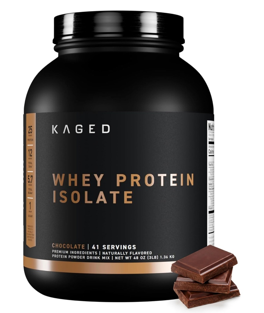 Kaged Whey Protein Isolate Powder | Chocolate | 100% Pure Low Lactose Whey | Post Workout Recovery Drink | Supporta la costruzione del muscolo | Integratori per uomini e donne | 41 Serve