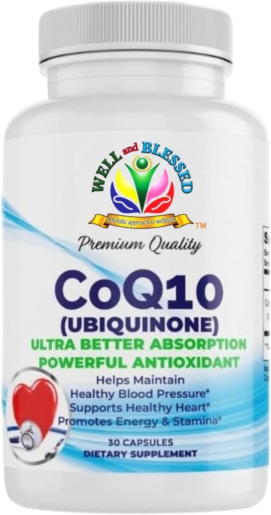 CoQ10 (Ubiquinone) - 30 Capsule - Ultra Better Absorption Formula - Promuovere Energia e Stamina - Vegan e Per vegetariani - Libero dagli Additivi Artificiali