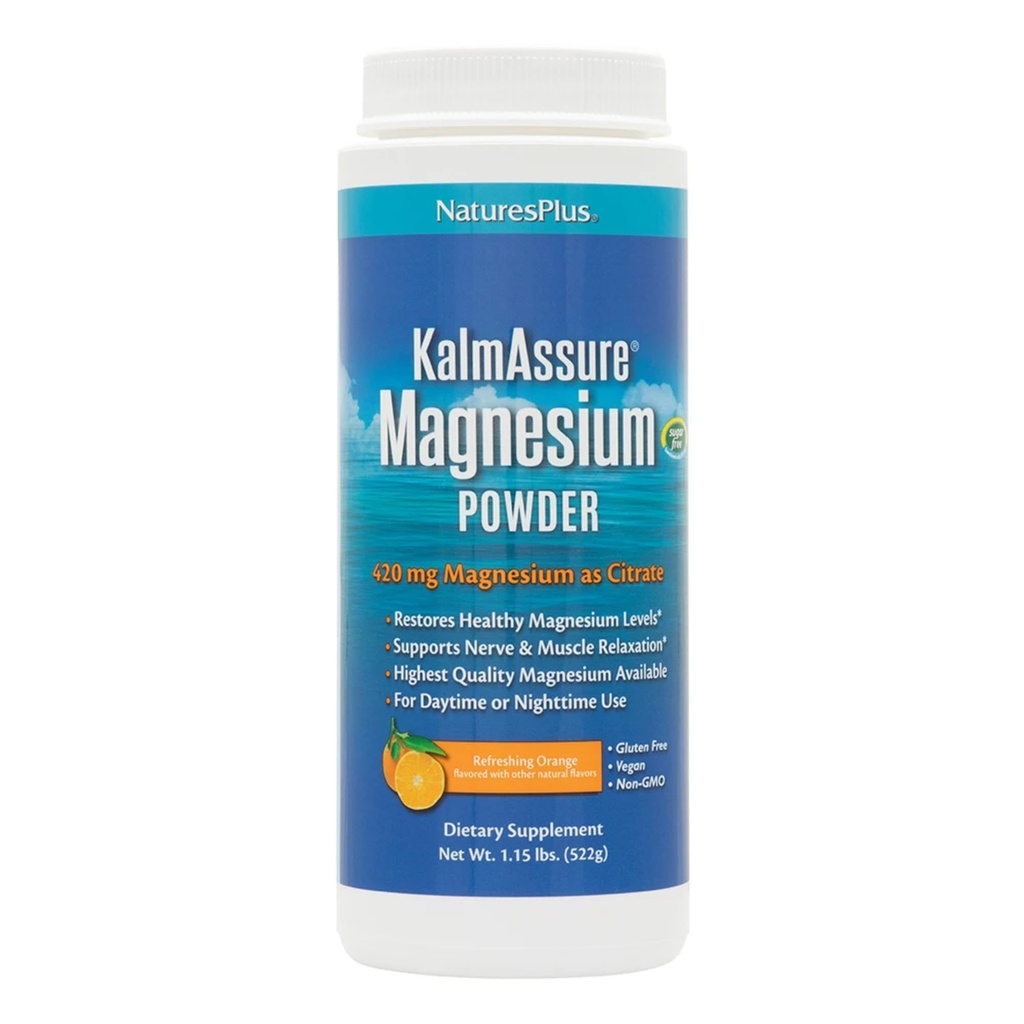 NaturesPlus KalmAssure Magnesium Powder - 1.15 lb, Confezione da 2 - Arancio Sapore - Supporta il Rilassamento Nerve e Muscolo - Non OGM, Gluten Free, Vegan - 120 Serve Totali