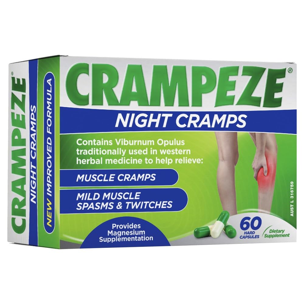 Crampeze Night Cramps Natural Relief of Muscle Cramps, Spasms & Tired Legs 60 capsule