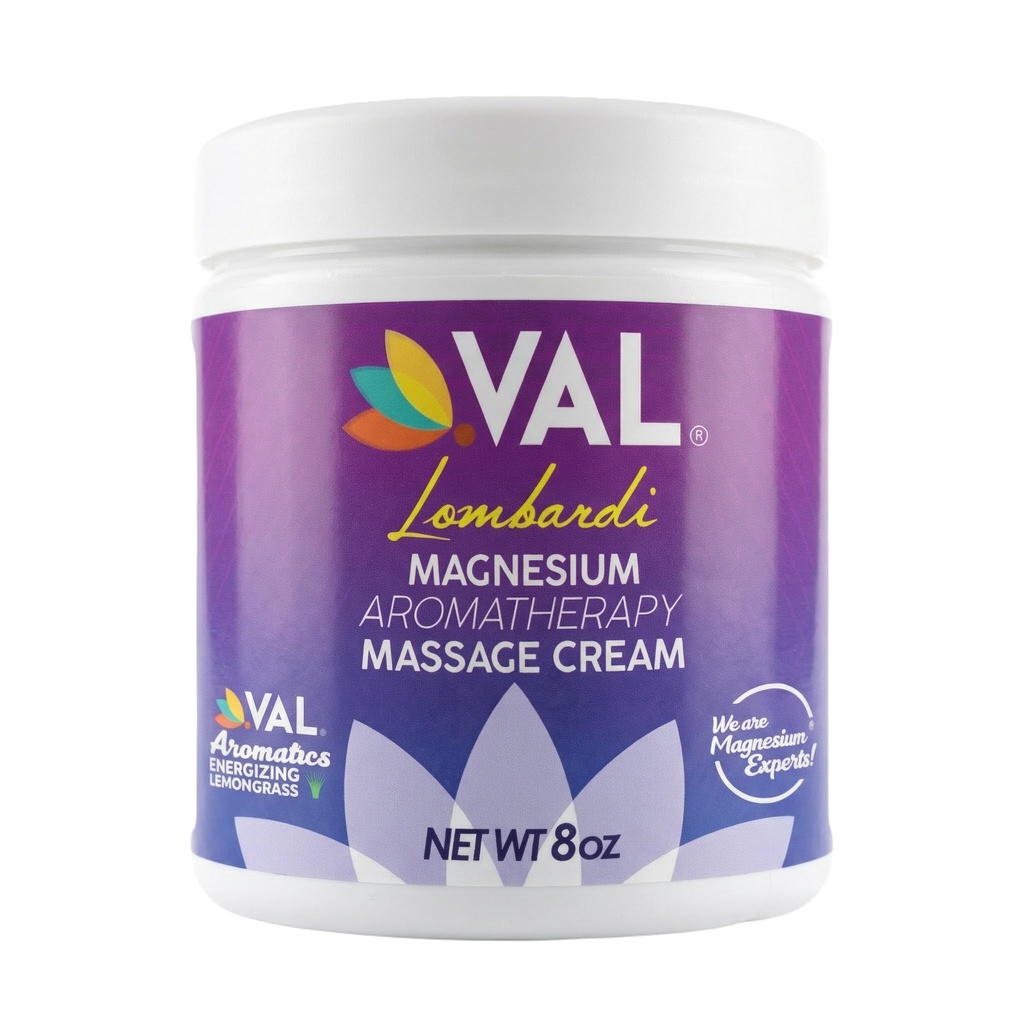 VAL Magnesium Aromatherapy Massage Cream 8oz | Zechstein Magnesium + MSM + Oli organici | Fast Absorbing | Non-Greasy | Joint & Muscle Relief | Paraben-Free | Made in USA