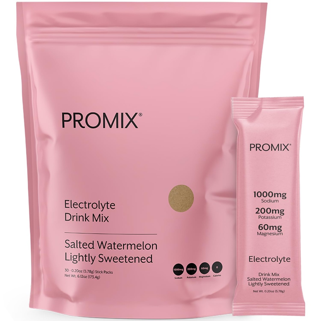 ProMix Nutrition Electrolytes Powder Hydration Packets - sale rosa himalayano, magnesio, potassio, vitamina C - anguria salata, leggermente addolcita - 30 Serve (pacchetto di 30)