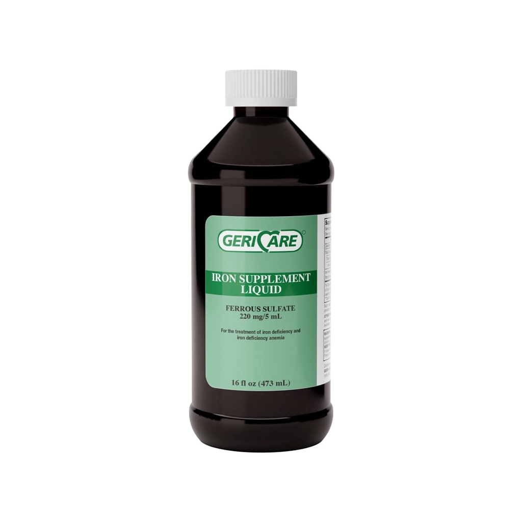GeriCare 220 supplemento di ferro liquido ad alta potenza | Ferro liquido per gli adulti | per l'anemia e la carenza di ferro | 220mg di ferro per 5mL Dose. (Pacchetto di 1)