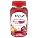 Centrum MultiGummies Multi+ Omega 3 Dual Action, Adult Multivitamin, Multivitamin/Multimineral/Omega 3 Supplemento, Strawberry/Lemon/Orange Flavors - 110 Count