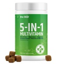 Pet MD 5in1 Cane Multivitamina - 30 Vitamine essenziali, Minerali e nutrienti per pelle e cappotto, Hip & Joint, Digestione, Senior Dog & Puppy Vitamins - Glucosamine, Omega 3 6 9, & Probiotics - 60ct