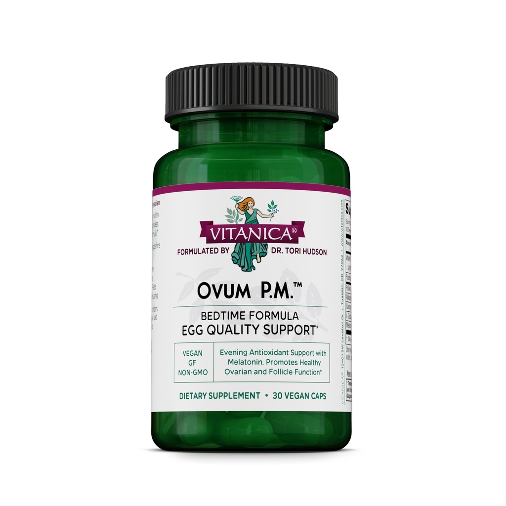 Vitanica Ovum P.M. - Supporto di qualità dell'uovo con vitamina D3, Acido alfa lipoico & Melatonina - Funziona meglio con Ovum A.M. - Integratore dietetico per la salute delle donne - Lady - 30 Caps Vegan