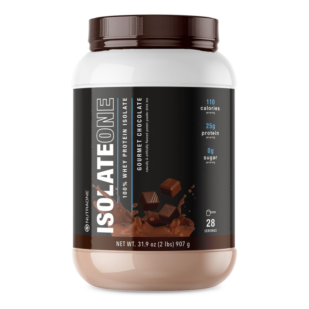 NutraOne IsolateOne Whey Isolare Protein Polvere 100% Polvere isolata di Whey puro (Cioccolato gourmet - 2 lbs)