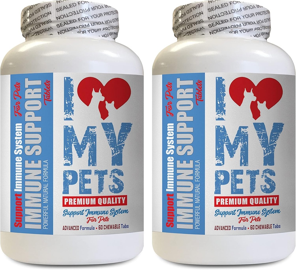 I LOVE MY PETS LLC Dog Immune Health - PET Immune Support - Dogs and Cats - Booster - Healthy - Turmeric for Dogs Joints - 120 Treats (2 Bottiglie)
