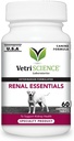 Pantaloni per la salute del rene di VetriScience, Integratore di sostanze essenziali renali per cani, Tratto urinario e supporto renale con funghi, radice di astragalus, semi di ortica e erbe, fumo, 60 conte