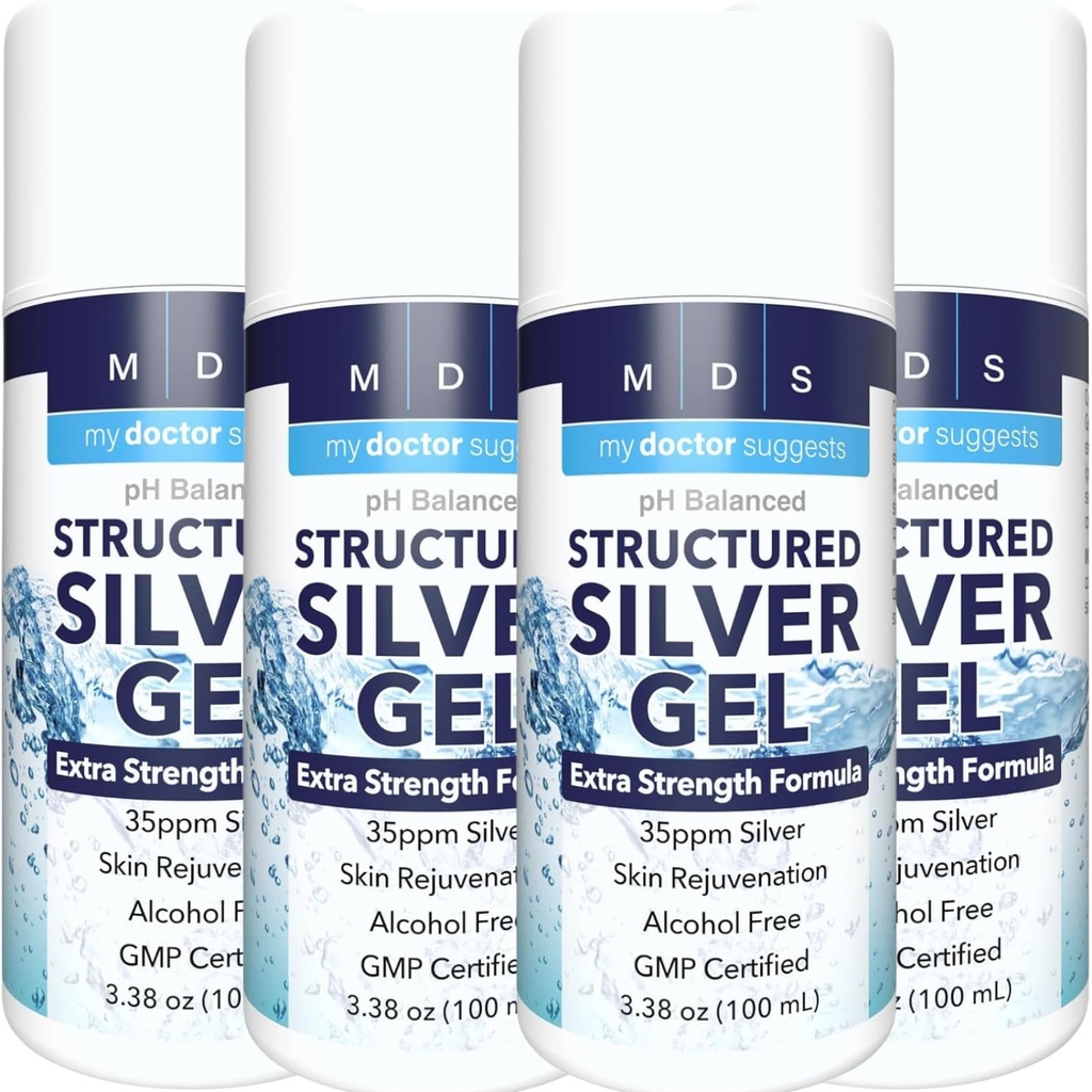 Gel Colloidale Silver Extra Strength - 35ppm Attivato Gel d'Argento Colloidale per la massima potenza - Made in USA - Formula strutturata in un Conveniente 4 Pack