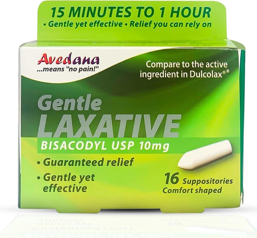 Bisacodyl Laxative Suppository | USP 10mg per Fast, Gentle Constipation Relief | Comfort-Shaped, Confezione da 16 Suppositori