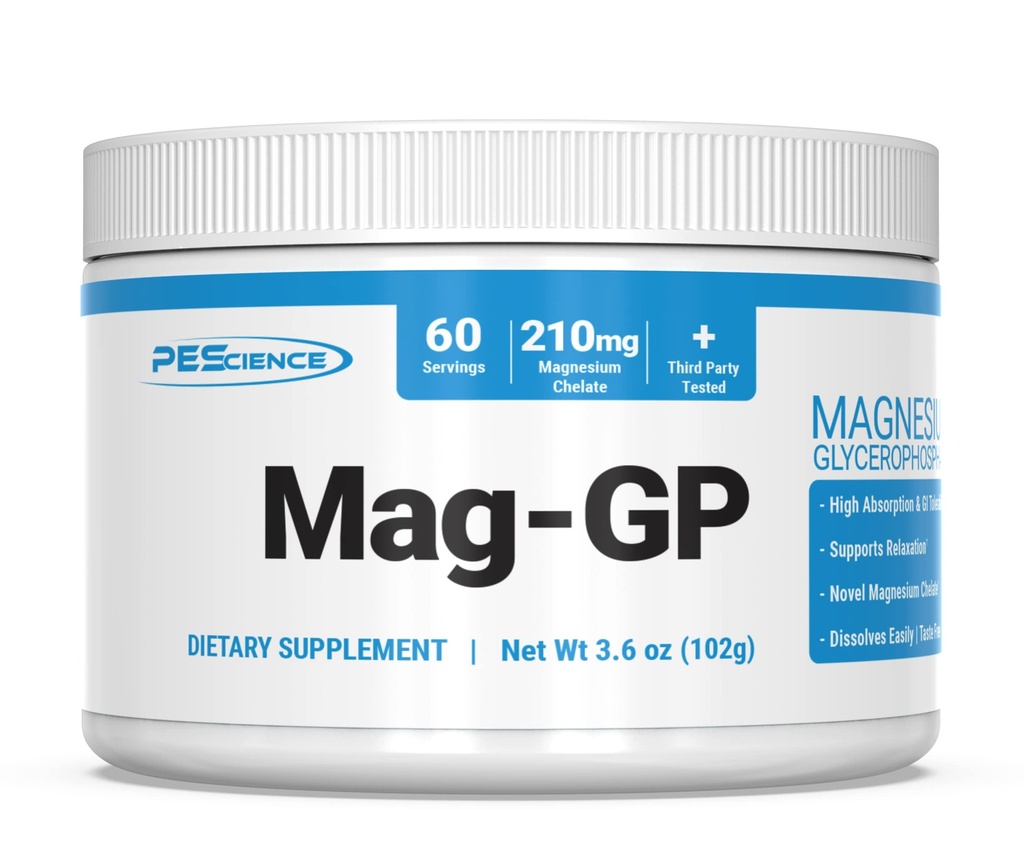 PEScience Mag-GP, Magnesio Glycerophosphate Chelate Powder, 60 Serve, Alta Assorbimento, Sonno migliorato, Calmante, Sostegno di stress & Cramp per uomini e donne