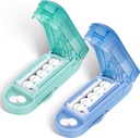 DUBSTAR 2PCS Pill Cutter Splitter for Small and Tiny Pills, Pillole multiple Cutters per piccole o grandi Pills, Splitter Pill regolabile con dispositivo di centraggio e protezione lama (Blue+Cyan)