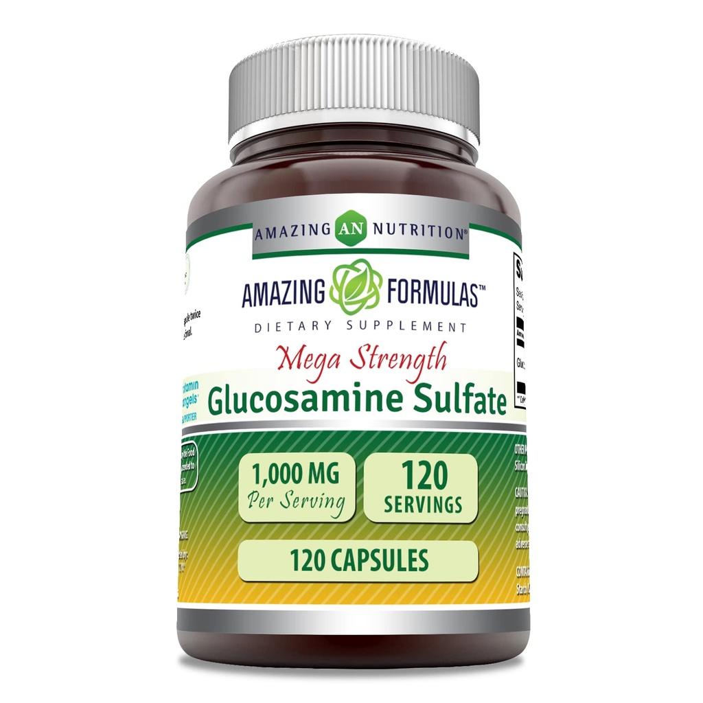 Incredibile Formulas Glucosamine Sulfate 1000 mg Capsule Supplemento | Non OGM | Gluten Free | Made in USA (Unflavored)