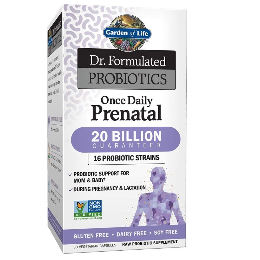 Giardino della vita Dr. Formulated Probiotics Una volta Prenatale Quotidiano - Acidophilus & Bifidobacteria Supporto probiotico per mamma & Baby - Gluten, Dairy & Soy Free - 30 Conta capsule vegetariane