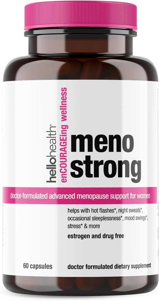 Menopause Supplementi per le donne – Meno Strong Perimenopause Supplemento per la notte Sweats Relief, Insonnia, Mood Swings, Natural Hormone Balance, Stress, Hot Flashes Menopause Relief - 60 Capsule