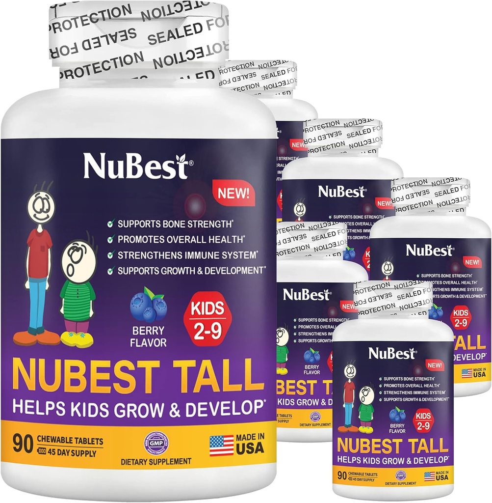 NuBest Tall Kids - Toddlers Vitamins and Kids Vitamins for Age 2 to 9 - Support Bone Strength, salute generale e immunità - Forma animali - 540 Tavole a bacca masticabile | Pack 6