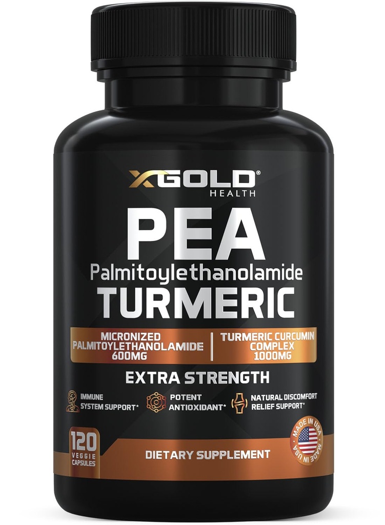Pea Palmitoylethanolamide + Curcumin Complex Turmeric – 1600mg Micronized 99% & 95% Curcuminoids – Supporto congiunto ad alta potenza, Mobilità & Comfort – Made in USA