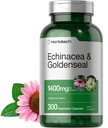 Horbäach Echinacea Goldenseal Capsule | 1400mg | 300 Count | Vegetariano, Non OGM, Gluten Free Extract Supplement