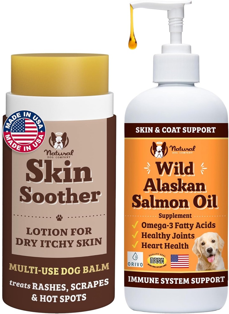 Natural Dog Company sana pelle Bundle, Supporta pelle sana e allevia la pelle secca, prurito pelle, allergia sollievo per cani
