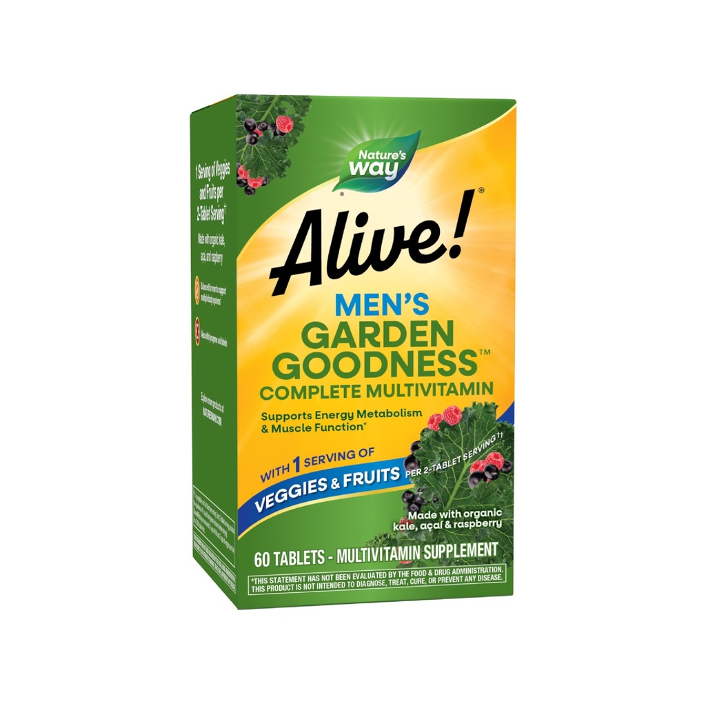 La Via della Natura Viva! Multivitamina degli uomini, una porzione di verdure e frutta**, alta potenza B-Vitamins, 60 compresse