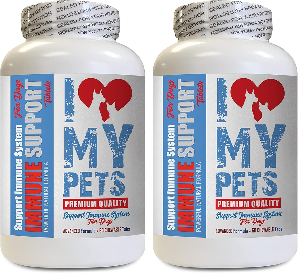 Amo il mio PETS LLC Dog Integratori Immune - Supporto Immune Cane - Booster - PET sano - Supplemento - Dog Heart Health - 120 Treats (2 Bottiglie)
