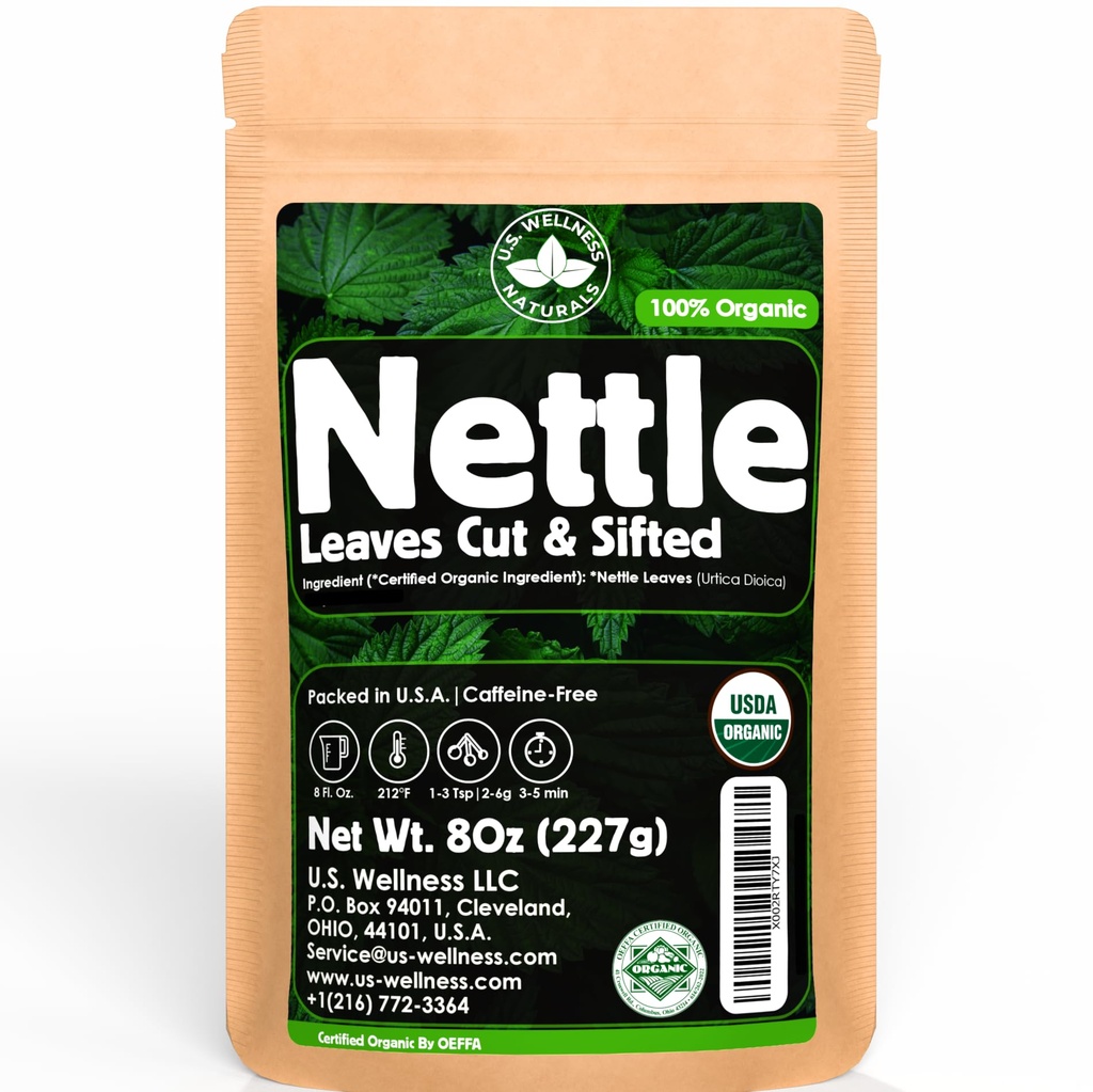Tetto di ortica - 8Oz (REAL WILD HARVEST) | 100% USDA Certified ORGANIC | Foglia sciolta (Urtica Dioica aka Sting Nettle)