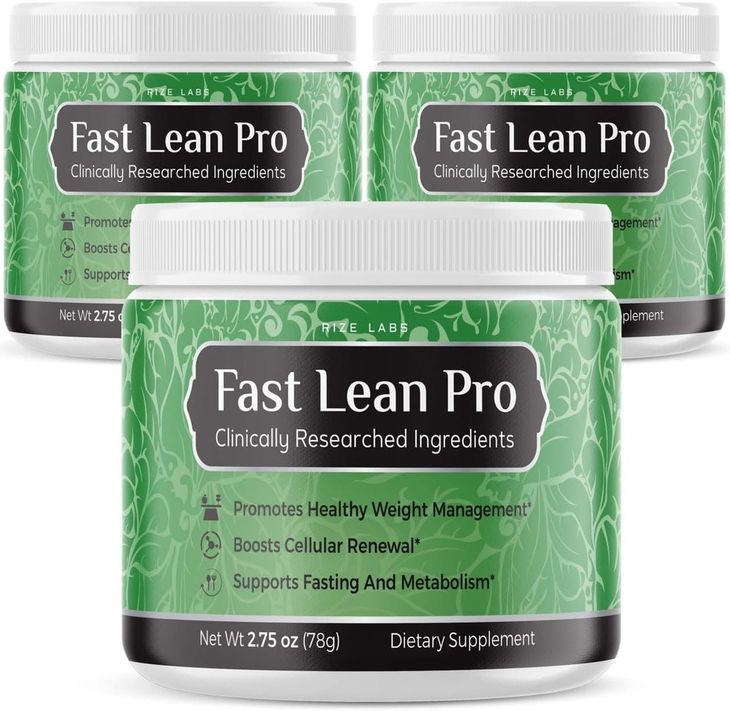 Rize labs Fast Lean Pro, Official Fast Lean Pro Advanced Formula Supplement Recensioni, FastLeanPro Hydration BCAA Bere Capsule in un barattolo, Facile da Scoop e Tastes Grande (90 Serve) (Pack of 3)