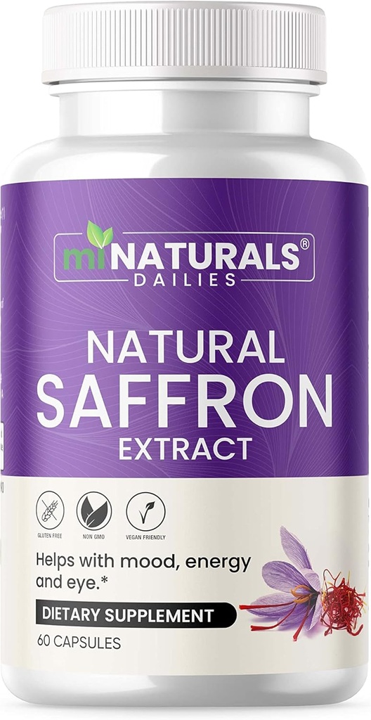 Integratori Naturali dello Zafferano - Capsule Pure Premium Extract - Supporto per Mood - Supporto per Occhi - Energia - Made in Italy - 88.50 mg - 60 pillole - Ottimizzato - Pastillas de Azafran