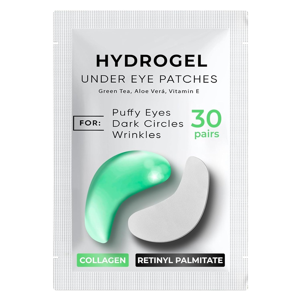 Sotto occhiaie per cerchi scuri, Puffiness 30 PAIRS - Dark Circles Under Eye Treatment - Under Eye Mask Gel - Under Eye Gel Patches for Puffy Eyes - Green Tea, Collagen Eye Patches - Under Eye Pads