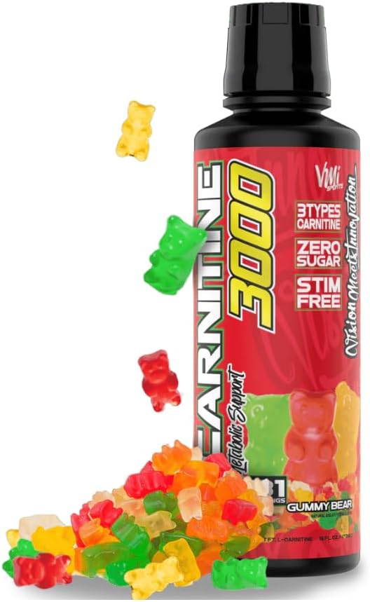 L-Carnitina 3000 Liquido | 3000 mg Carnitina Supplemento | Zero Calorie Zero Sugar Keto Friendly per Uomini e Donne – Grande Tasting| 31 Serve (Gummy Bear, 16 fl. oz.)