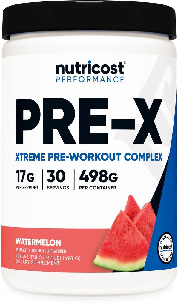 Nutricost Pre-Workout, Watermelon, 30 Serve, Vegetariano, Non OGM e Gluten Free (Pre-X)