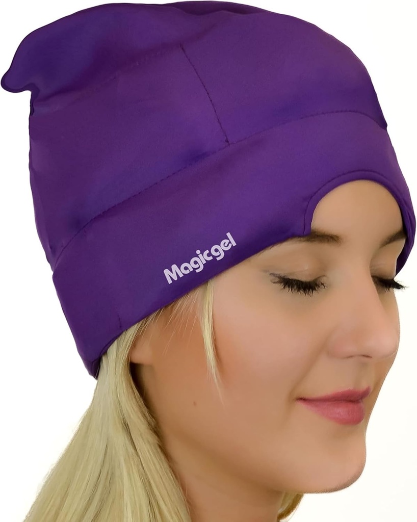 Magic Gel Migraine Ice Head Wrap - Real Migraine & Headache Relief | The Original Headache Cap | Cold, Confortevole, Oscuro & Cool; Approfondito dai medici, Amato da migliaia - Viola