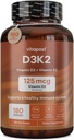 D3K2 | D3 K2 combina vitamina K e vitamina D con calcio e bioperina. D3 e K2 Integra le ossa sane, cuore e muscoli | 180 capsule