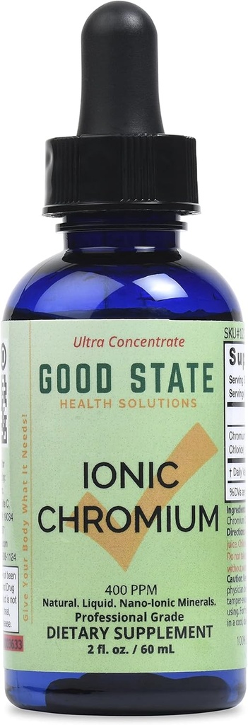 Buon Stato Liquido Ionic Chromium Ultra Concentrato - 10 gocce Pari 200 mcg - 100 Serve per bottiglia