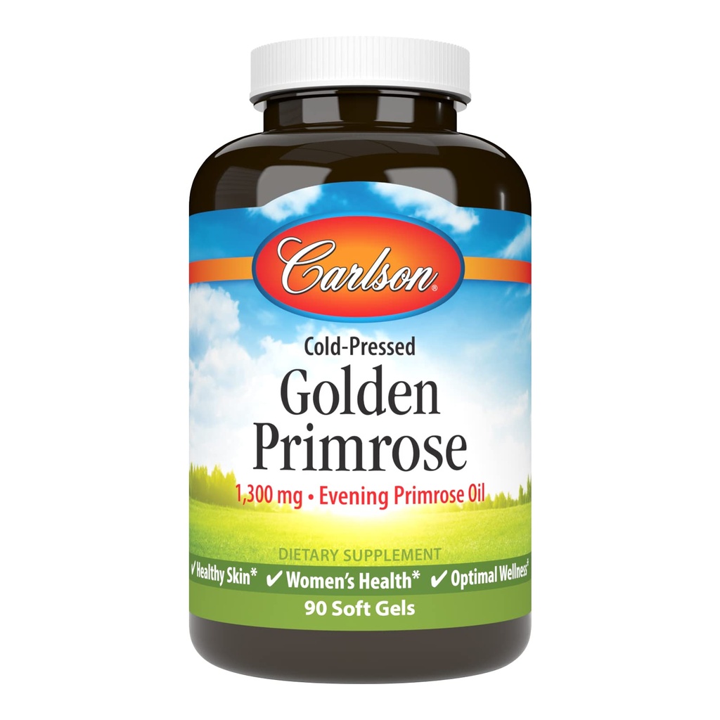 Carlson - Golden Primrose, 1300 mg Sera Primrose olio, freddo-pressed, pelle sana, salute delle donne e benessere ottimale, 90 Softgels