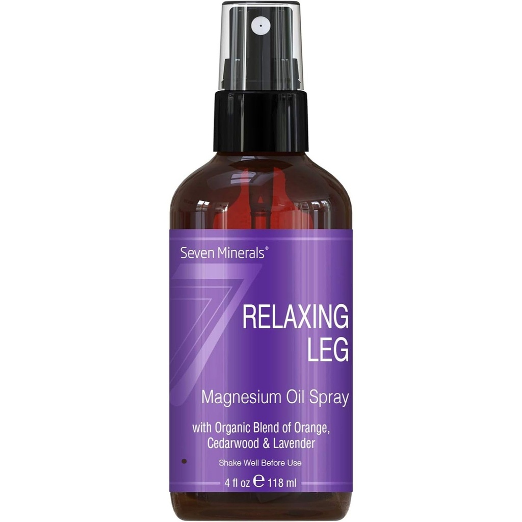 Sette minerali Relaxing Leg Magnesium Spray, Potente miscela di oli essenziali (arancia, legno di cedro, & lavanda), che calma le gambe naturalmente. 4.