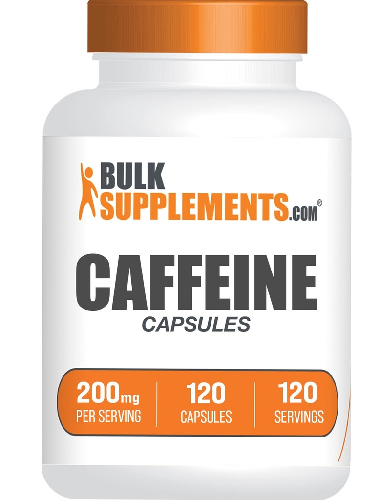 BulkSupplements.com Caffeina 200mg Capsule - Integratori di caffeina, Pillole di caffeina 200mg - per il supporto energetico, 1 Caffeina Capsule per Serving, 120 Capsule (Pack of 1)