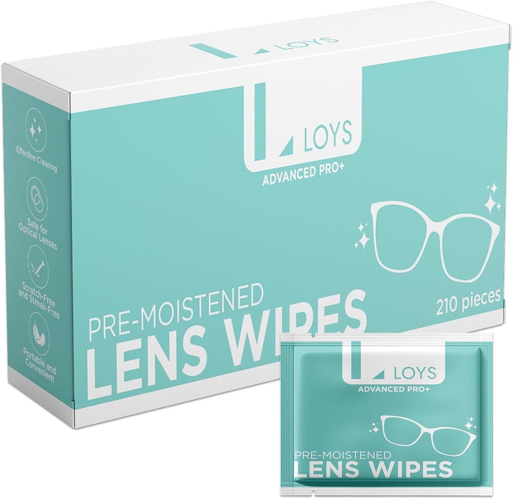 Pulitori per occhiali da vista, Pulitore per occhiali, Pre-moistened Individually Wrapped Sracth Free Streak Free Cleaner Wipes per Labtop, Occhiali da sole, Macchina fotografica, Goggles by Loys Advanced Pro, 210 Counts