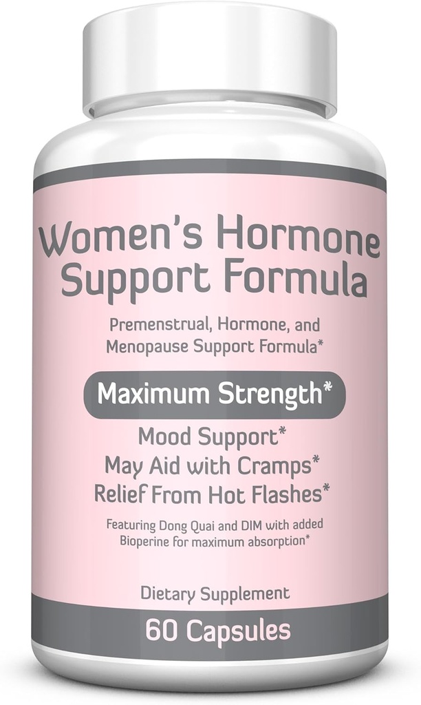 Supporto per bilanciamento dell'ormone delle donne di Re+Gen Nutrition, supplemento con vitamina E, Dong Quai, e DIM 200mg con BioPerine, PMS, Flash Caldi, Scambi di mood, supporto per le maglie notturne, 60 capsule, alimentazione di 2 mesi