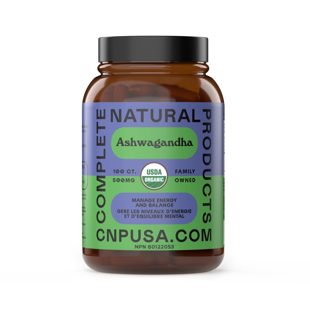 Capsule di Ashwagandha Organici - 100 Capsule 500mg Pure Organic Ashwagandha Supplemento per il supporto calmante