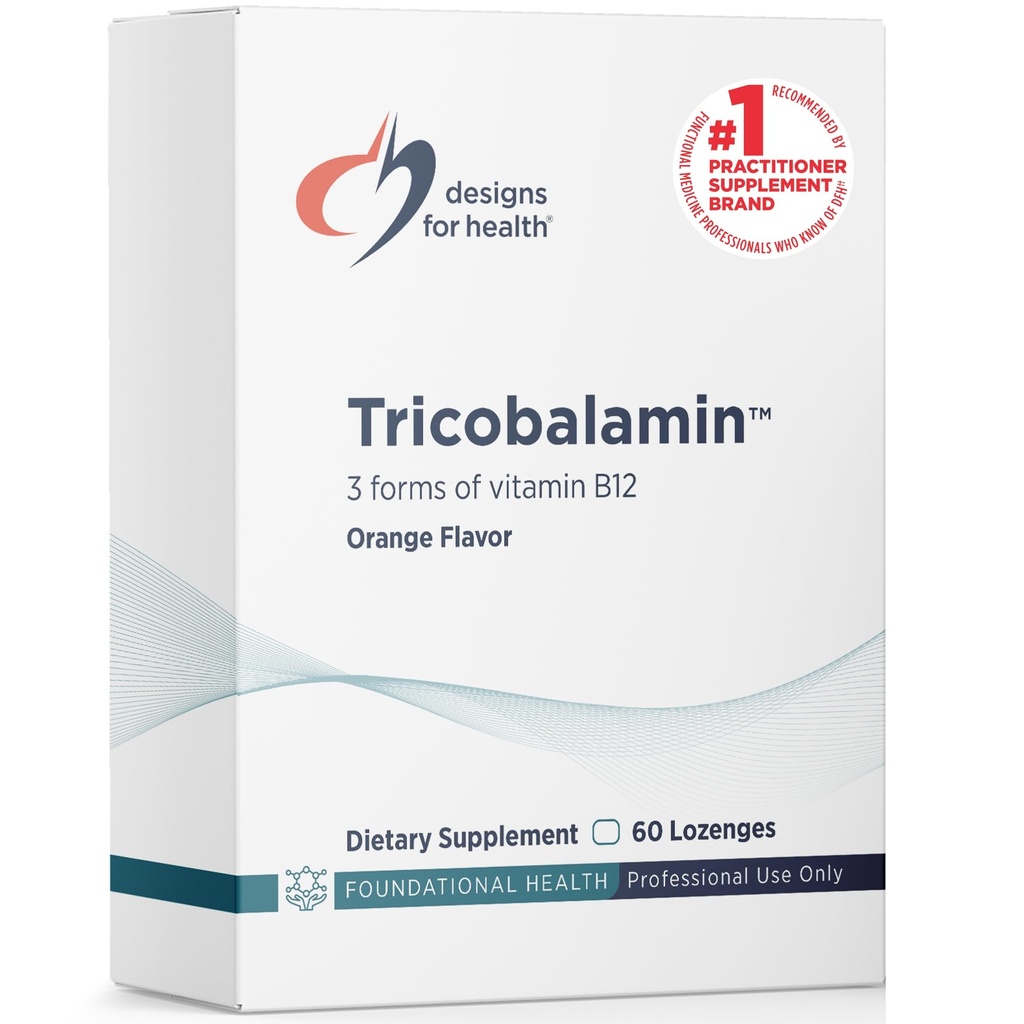 Design per la salute B12 Lozenges Tricobalamin - 3000mcg Triple B12 Tavole dissolve rapido con Methylcobalamin, Adenosylcobalamin + Hydroxocobalamin - Natural Orange Flavor (60 Lozenges)
