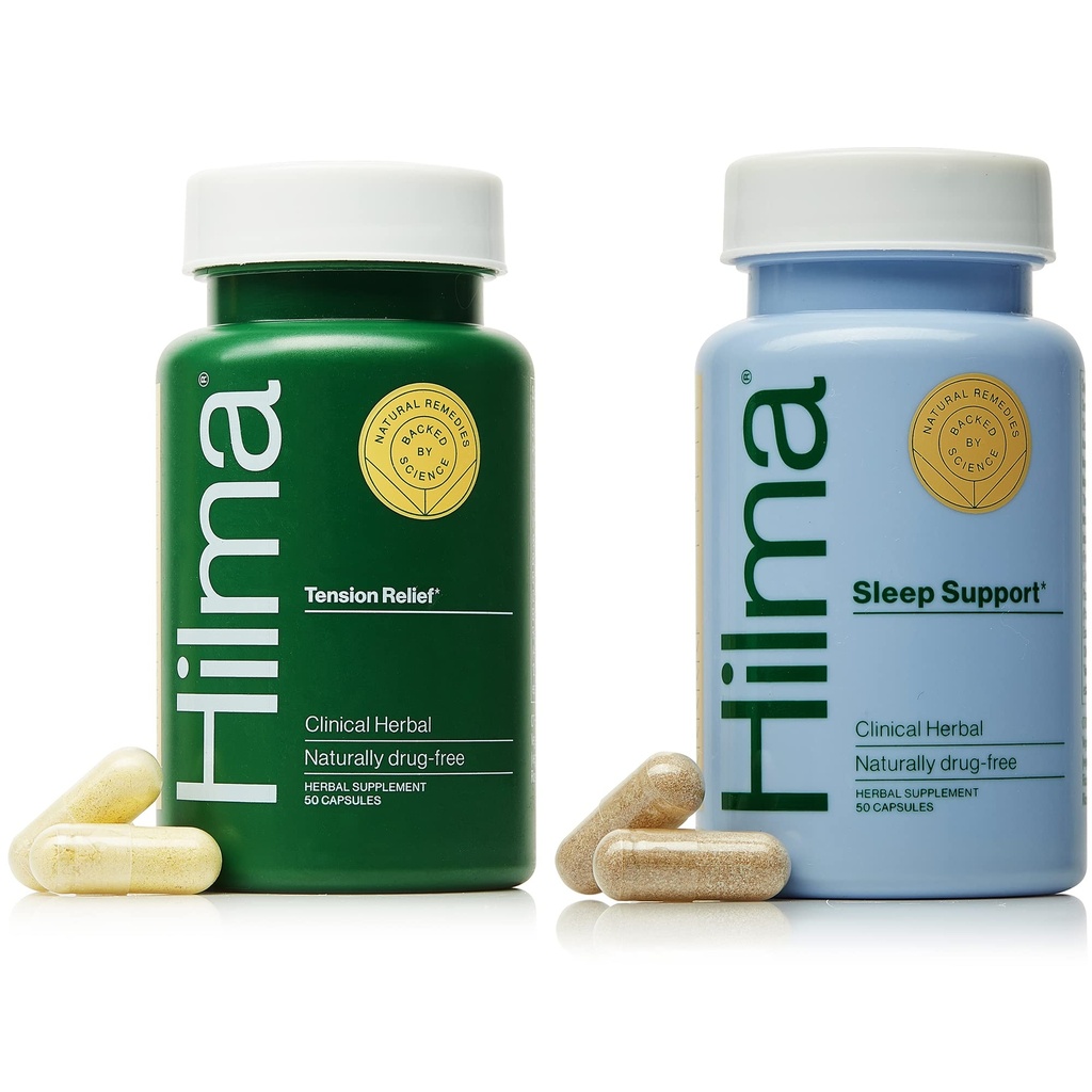 Hilma Natural Tension Headache Relief + Sleep Support Supplement, 50 Vegan Capsule in ogni bottiglia