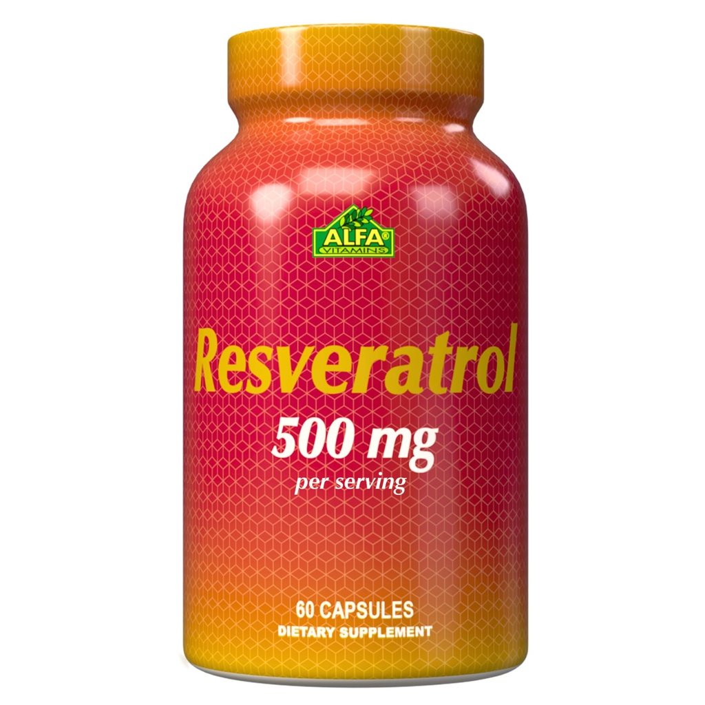 Resveratrolo 1000mg da Alfa Vitamins - Potente Antiossidante, Aiuta a prevenire danni alle cellule - Supporta la funzione cerebrale, Salute cardiovascolare, Metabolismo, effetti anti-invecchiamento - 60 Capsule