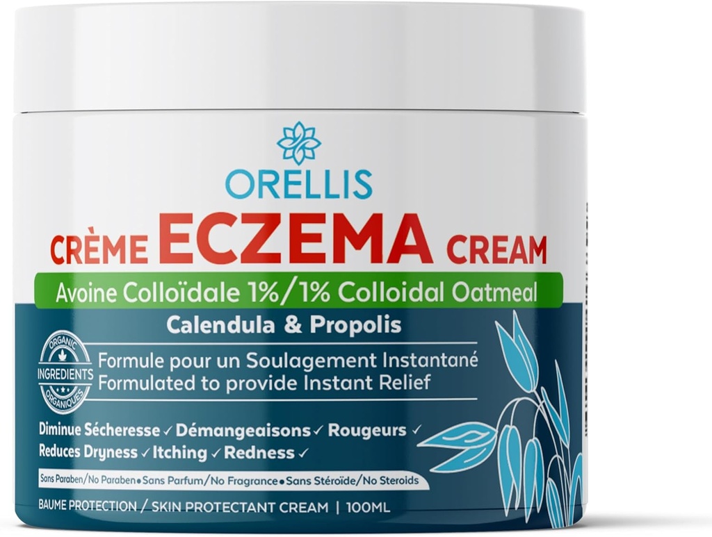 Crema Eczema con Oatmeal Colloidale Organico, Calendula & Propolis, Natural Eczema Relief Ointment Face & Body. Rilievo Itch istantaneo, Lozione Dermatite Bambini & Adulti. Soothe Skin Irritazioni.
