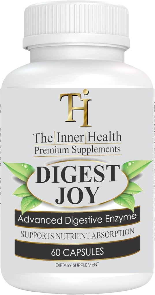 Digest Joy - Advanced Enzyme Blend for Optimal Digestion Support - Amylase, Lipase, Bromelain, Protease,Lactase & Other Enzymes(60 Caps vegetali)